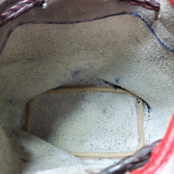 Vintage DOONEY & BOURKE White Blue Red Leather Teton Drawstring Bag Shoulder - Picture 3 of 9